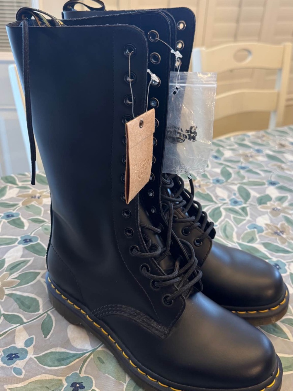 Unisex Dr. Martens 10-Eye Black Leather Combat Boots - Picture 4 of 5